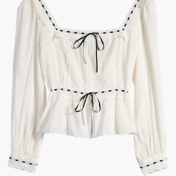 Reformation  White Lace Trim Blouse - Picture 1 of 4